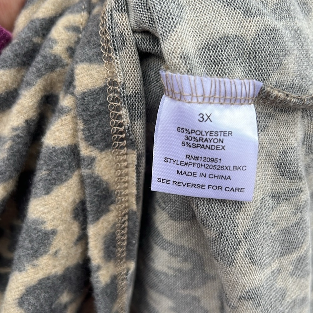 NWT Moondance Long Sleeve Cowl Neck Leopard Print Top ~ Women’s 3X - Picture 3 of 5